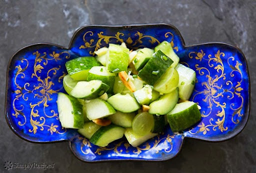 Cucumber Salad with Grapes and Almonds on Simply Recipes