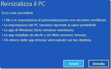 Windows 8 riepilogo Reinizializza il PC Windows 8 riepilogo Reinizializza il PC