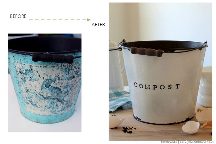 DIY Faux Enamel Ware Compost Bin - homework ~ carolynshomework (3)