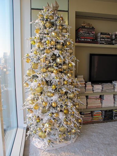 This Christmas I decided to go big, stacking two flocked trees together to create this impressive display.