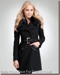 Wool Faux Fur Collar Trench Coat Bebe Wool Faux Fur Collar Trench Coat Bebe