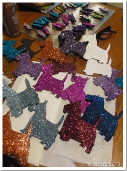 Glittered die cut scottie dogs 