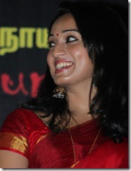 Actress Indu Thampi Photos in Saree @ Nizhal Press Meet