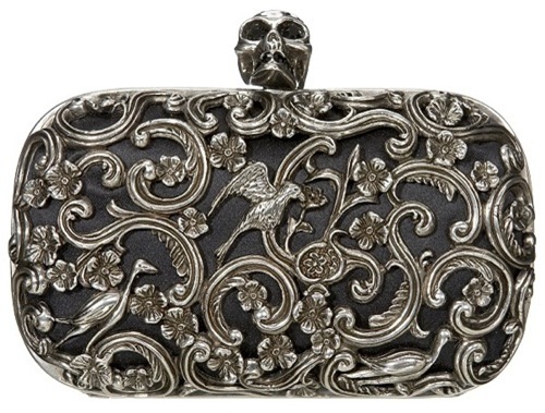 Alexander McQueen's ornate skull clutch black