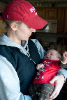 Another photo of Audrey and Vanessa. For those wondering, the shirt Audrey is saying is a University of Wisconsin t-shirt with Bucky the Badger on it. Vanessa took some t-shirt paint and added "Future Rower" to give it an extra something special.