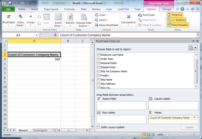 Total number of orders in the application database Total number of orders in the application database