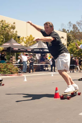 Jack Smith running some cones at our debut event. If there is one person that puts more into the sport then about anybody its Jack Smith of Skateboarder Journal and owner of Skatelab in Morro Bay If you ever get a chance stop in and see Jack at the Museum and see some skate history and maybe you can give the museum a donation! Photo By: Ian Logan