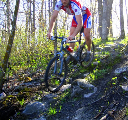 Riding a rock section
