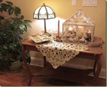 foyer table candles lit 2