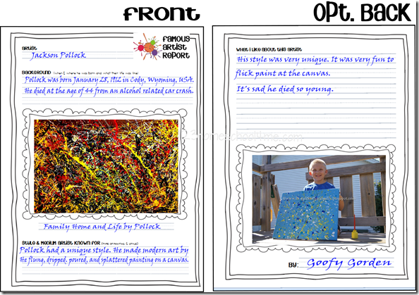 sample of famous artists report from Jackson Polluck sample of famous artists report from Jackson Polluck