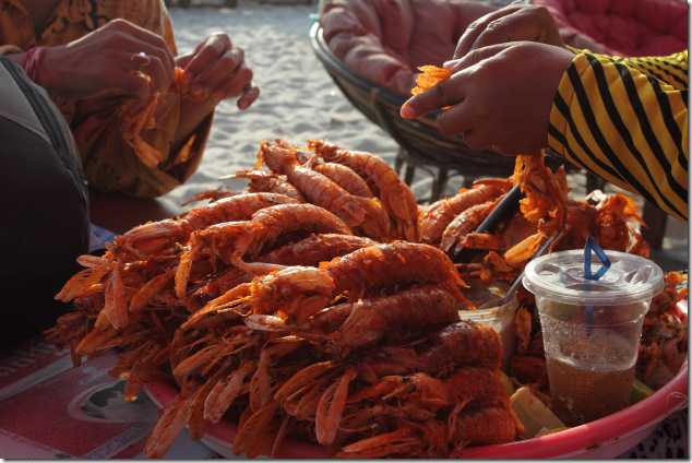 Fried Young Lobsters sold at Serendipity Beach, Sihanoukville, Cambodia