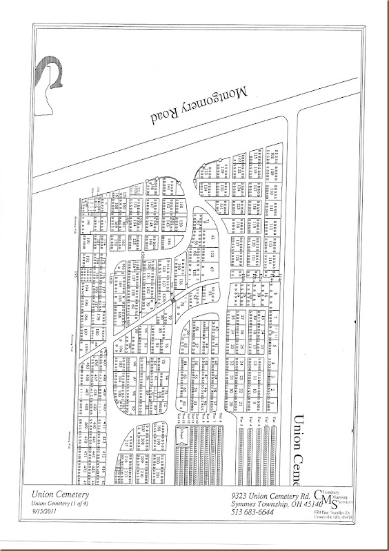 Harper's gravesite location on Union Cemetery Map