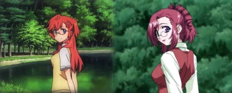Side-by-side screenshot comparison of Ichika and Mizuho, the lead females of AnoNatsu and Onegai Teacher respectively