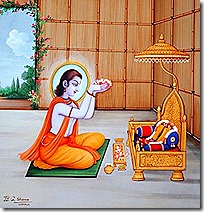 Bharata worshiping Rama's sandals