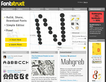 Tela do site Fontstruct.com Tela do site Fontstruct.com