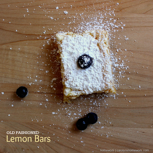 Old Fashioned Lemon Squares via homework | carolynshomework.com 