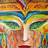 Lustro Clowna: płaczący totem - z cyklu Lustra Clowna - Mantykora. Akry; ma płótnie, wymiary: 30x40cm
