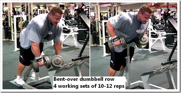 Jay Cutler back workout - Bent-over dumbbell row