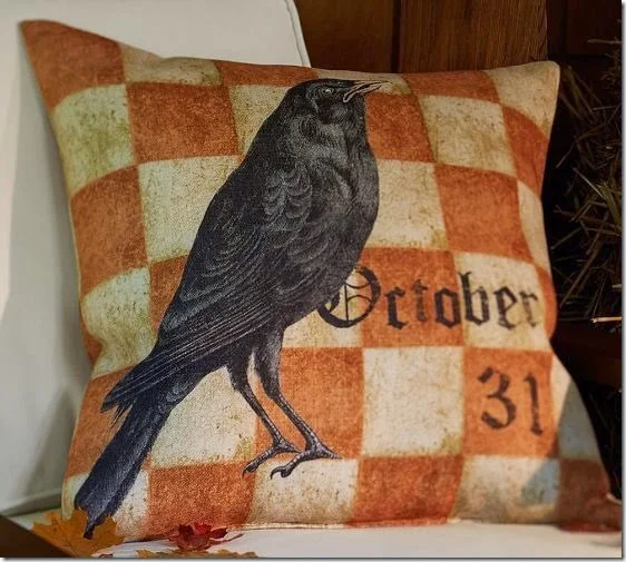 Pottery Barn Halloween Crow Pillow
