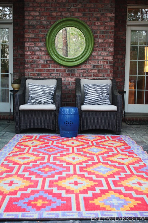 outdoor space with colorful rug