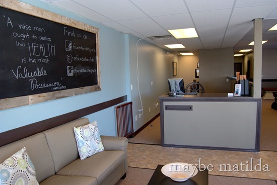 Chiropractic Office waiting room/reception area