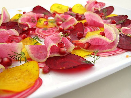 Shaved Beet and Radish Salad with Pomegranate Seeds Shaved Beet and Radish Salad with Pomegranate Seeds