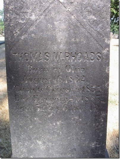 IMG_2848 Thomas W Rhoads Tombstone at Mountain View Cemetery in Oregon City, Oregon on August 19, 2006