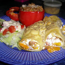 Pumpkin & Bean Cannelloni With Cream Sauce.