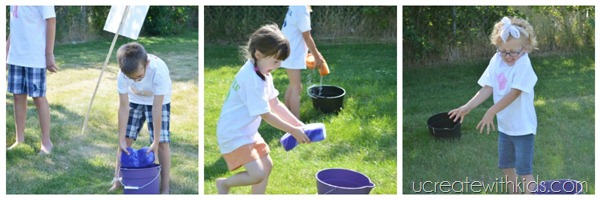 DIY Olympic Games Water Bucket Relay Kids collage