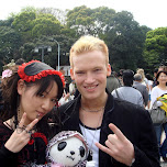 taking a picture with a Japanese girl in Gothic lolita fashion in Harajuku, Japan 