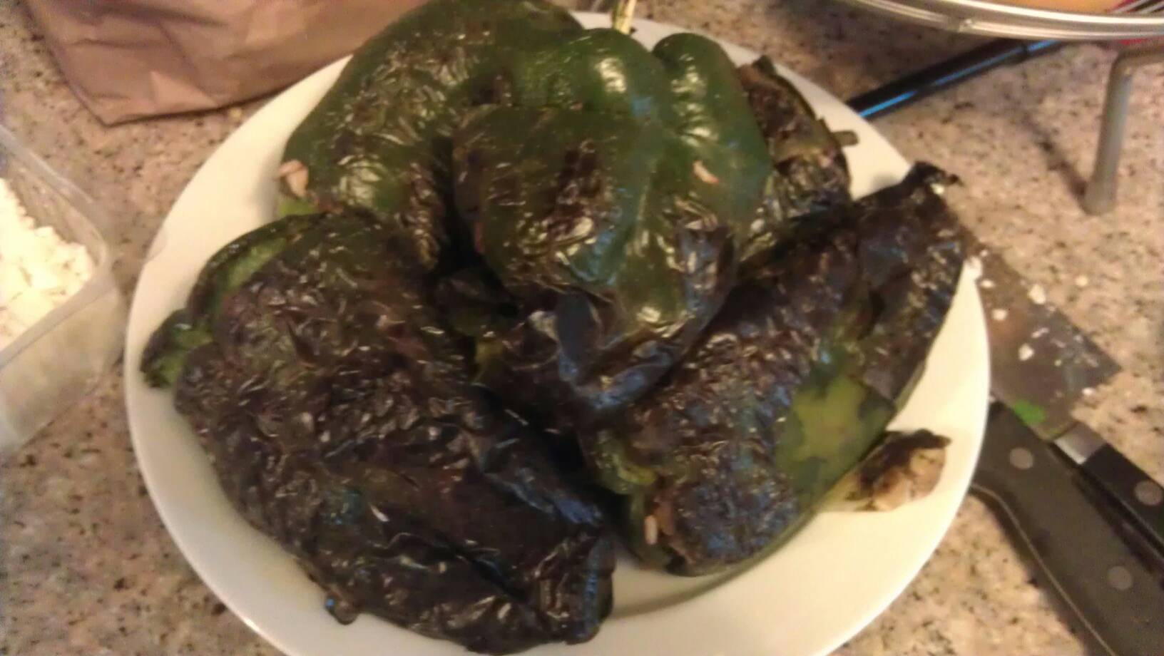 Jill and Jeff made a feast. stuffed peppers