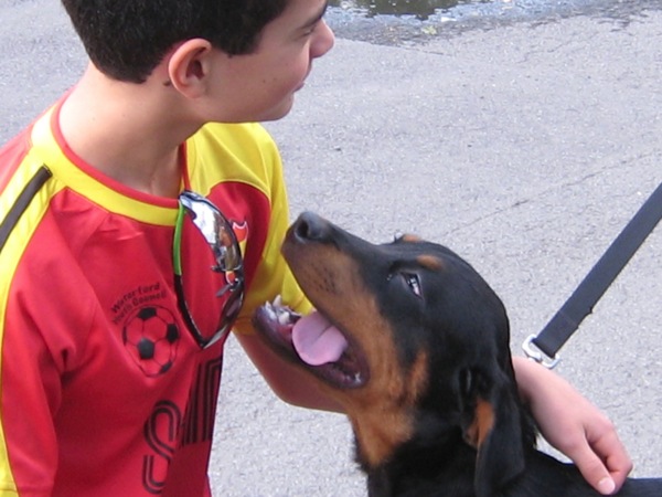 Captain visits a fan at Rottie Empire Rescue's adoption day