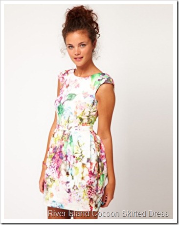 River Island Cocoon Skirted Dress With Bow Back