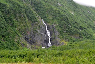 waterfalls everywhere coming off the glaciers