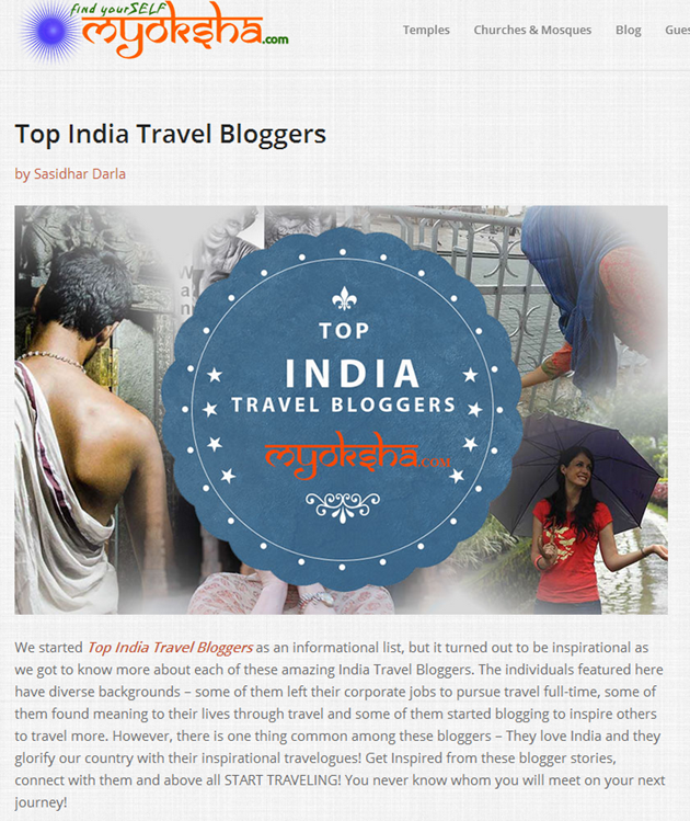 Top India Travel Bloggers List