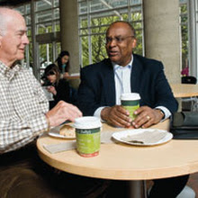 Dan Evans, ’48, ’49, and Norm Rice, ’72, ’74