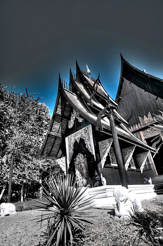 Blue tinged black temple chiang rai thailand