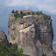 Monastery at Meteora. The wire is for the cable car that goes to the monastery.