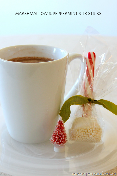 Marshmallow & Peppermint Stir Sticks snowballs, sprinkles, Christmas, candy canes, hot chocolate, cocoa, diy, recipe