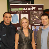 Mary Henry, John Mc Hugh with Nick Brujos, sponsor of the Singles Ladder