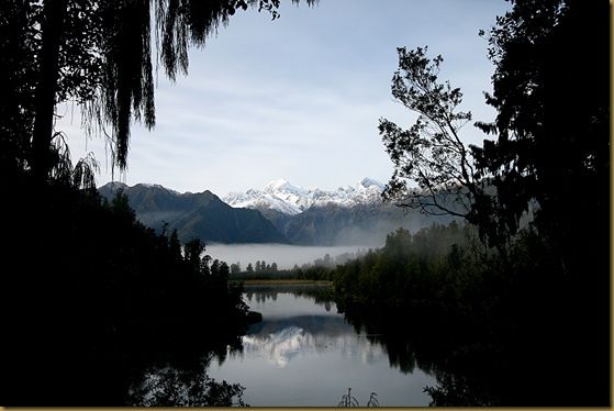 Mirror lake reflection southern alps