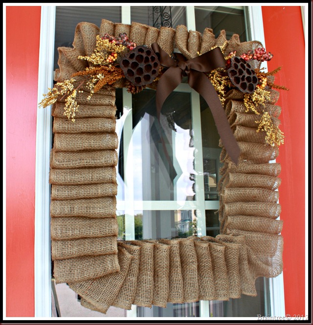upcycled fall wreath made from used canvas