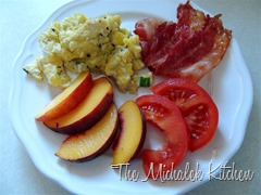 Bacon Tomato n Scrambled Eggs w Peaches