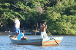 Getting across the river Caraiva, Brazil