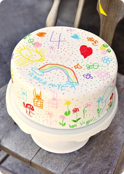 Rainbow Cake with Colored Fondunt