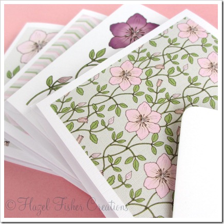 Clematis set of 4 small square note cards 1 Clematis set of 4 small square note cards 1