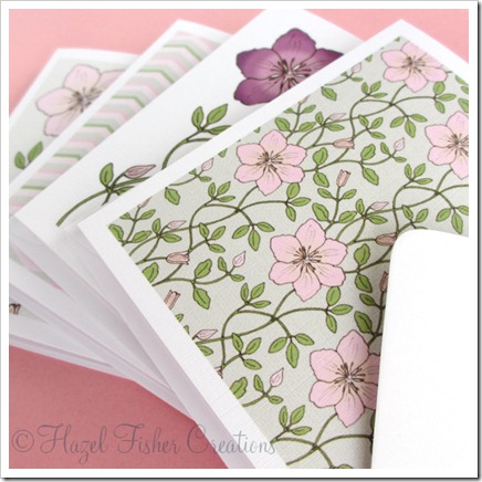 Clematis set of 4 small square note cards 1