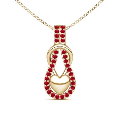 Ruby Encrusted Love Knot Heart Pendant