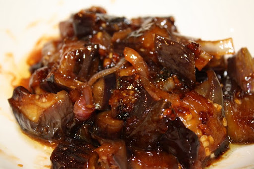 I steamed my eggplant and then glazed them with a soy and honey sauce.