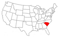 US map with South Carolina highlighted
